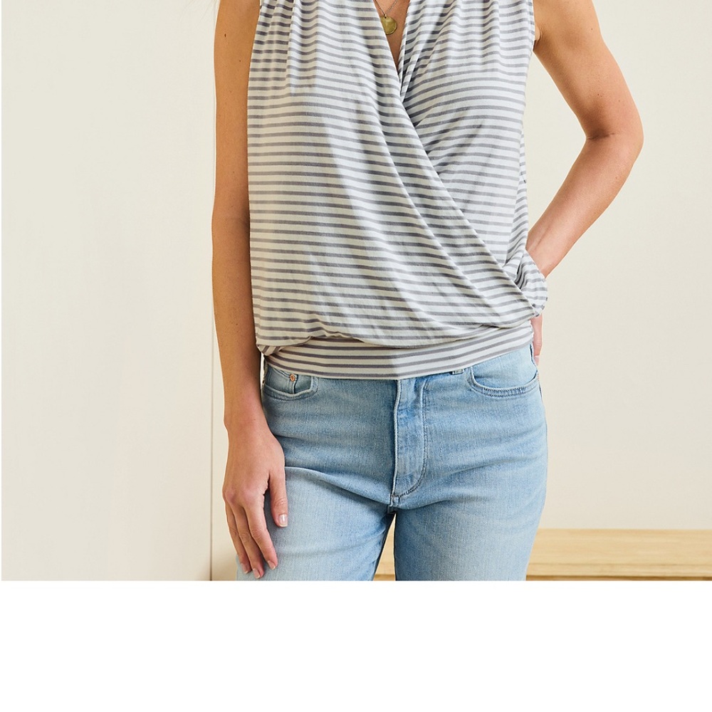 Garnet Hill Essential Banded Surplice Knit Tank size medium